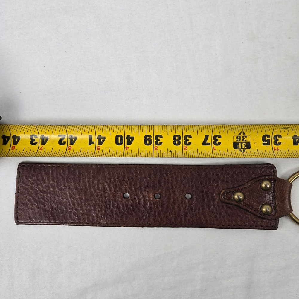 Michael Kors Brown Leather Boho Wide Waist Belt Brass Buckle Studded L Festival - Picture 6 of 6
